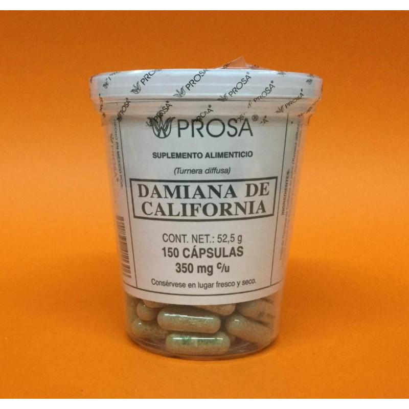 Damiana de california frasco con 150 capsulas dura 1 mes y 4 frascos tratamiento completo